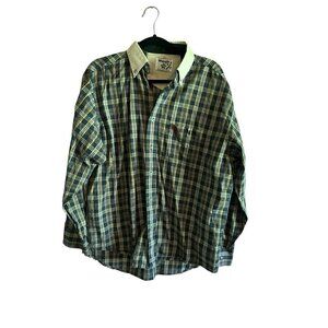 Vintage Wrangler PBR Men's XL Plaid Button-Up Long Sleeve Shirt Bull Riding 377